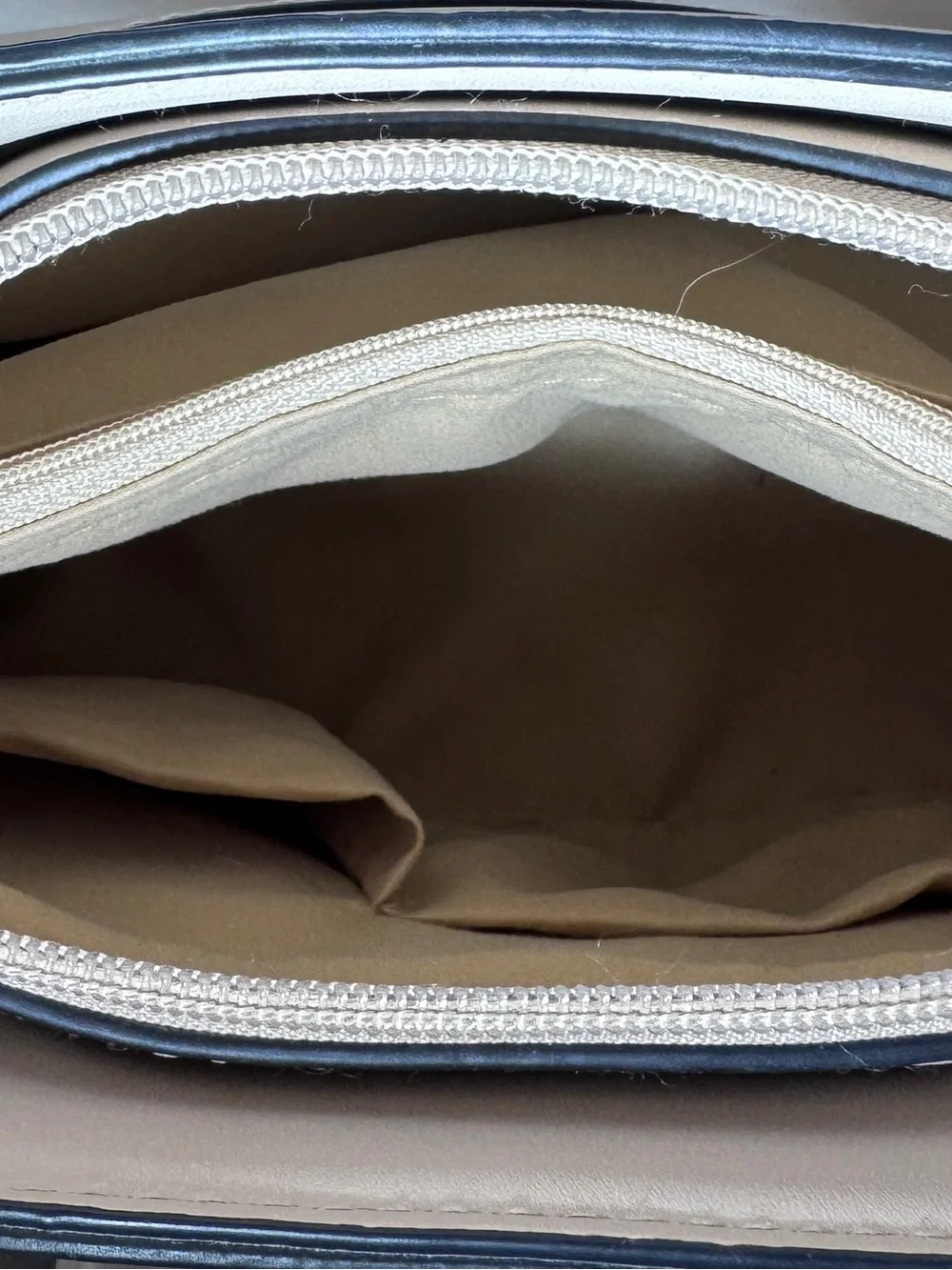 Cream Quilted Satchel with Gold-Tone Accent